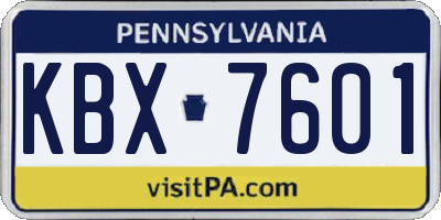 PA license plate KBX7601