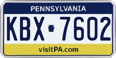 PA license plate KBX7602