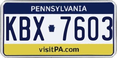 PA license plate KBX7603