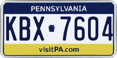 PA license plate KBX7604