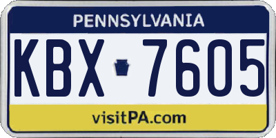 PA license plate KBX7605