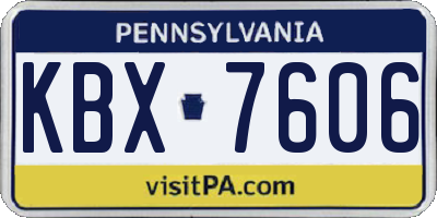 PA license plate KBX7606