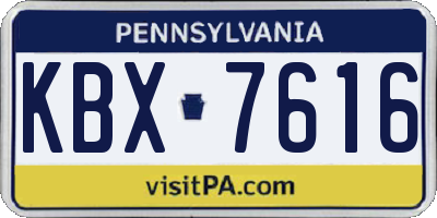 PA license plate KBX7616