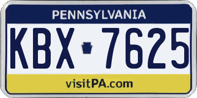 PA license plate KBX7625