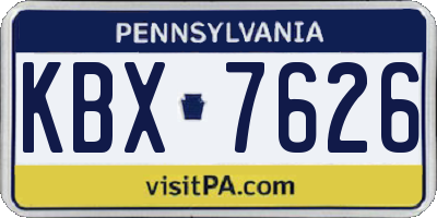 PA license plate KBX7626