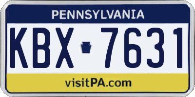 PA license plate KBX7631