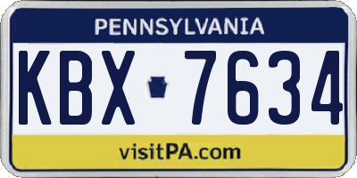 PA license plate KBX7634