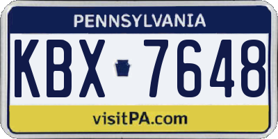 PA license plate KBX7648