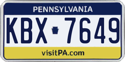PA license plate KBX7649