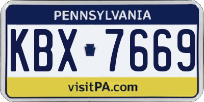PA license plate KBX7669