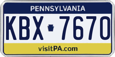 PA license plate KBX7670