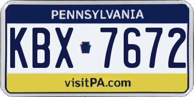 PA license plate KBX7672
