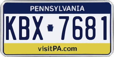 PA license plate KBX7681