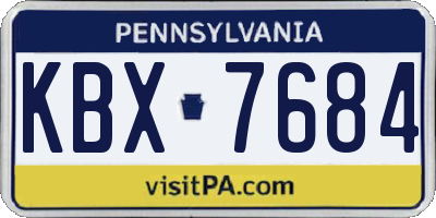 PA license plate KBX7684