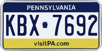 PA license plate KBX7692