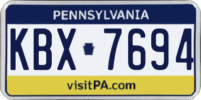 PA license plate KBX7694