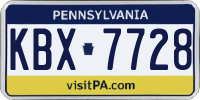 PA license plate KBX7728