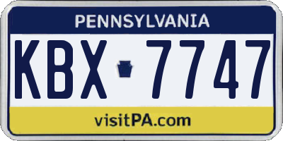 PA license plate KBX7747