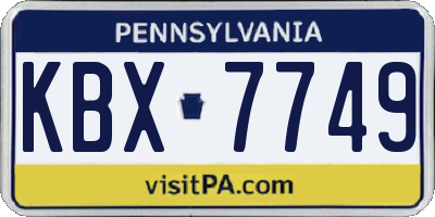 PA license plate KBX7749