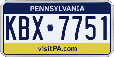 PA license plate KBX7751