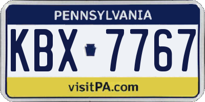 PA license plate KBX7767