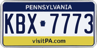 PA license plate KBX7773