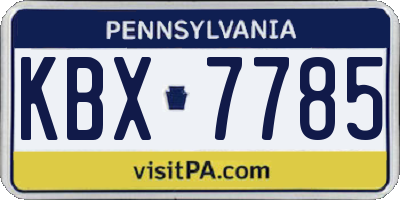 PA license plate KBX7785