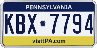PA license plate KBX7794