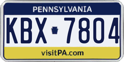 PA license plate KBX7804