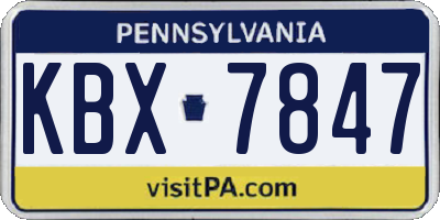 PA license plate KBX7847