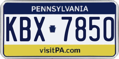PA license plate KBX7850