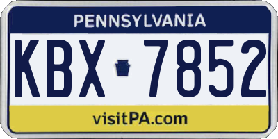 PA license plate KBX7852