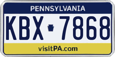 PA license plate KBX7868