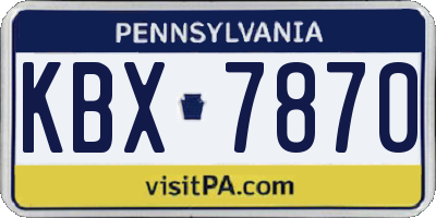 PA license plate KBX7870
