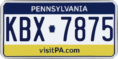 PA license plate KBX7875