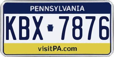 PA license plate KBX7876