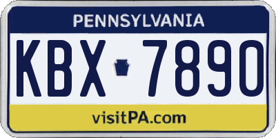 PA license plate KBX7890