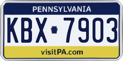 PA license plate KBX7903