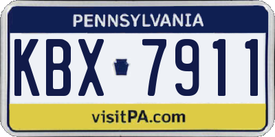 PA license plate KBX7911
