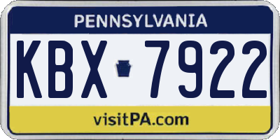 PA license plate KBX7922