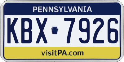 PA license plate KBX7926