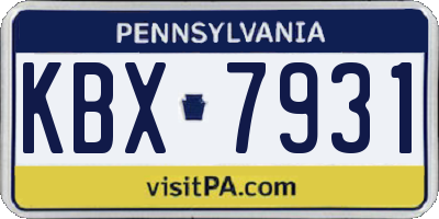 PA license plate KBX7931