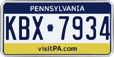 PA license plate KBX7934
