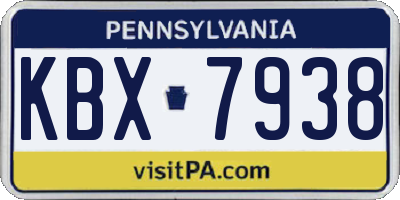 PA license plate KBX7938