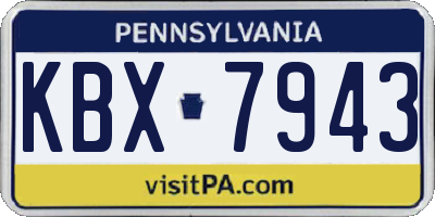 PA license plate KBX7943