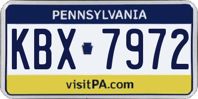 PA license plate KBX7972