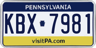 PA license plate KBX7981