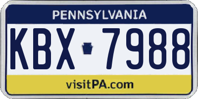 PA license plate KBX7988