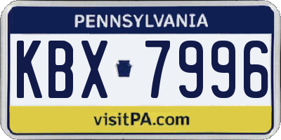 PA license plate KBX7996