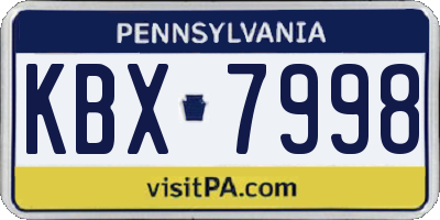 PA license plate KBX7998